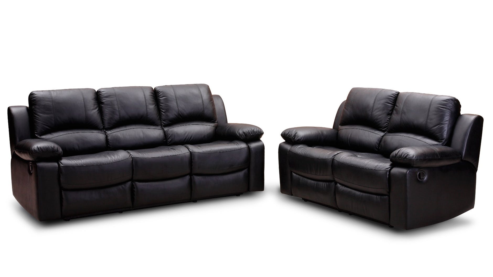 black leather padded cushion couch near to black leather padded cushion loveseat