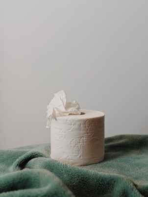 white tissue roll on green textile